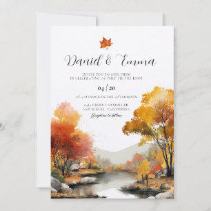 Invitación de boda de paisaje de otoño