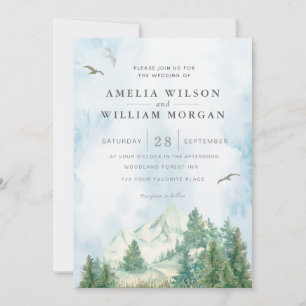 Invitación de Boda de Paisaje Montañoso con Acuare