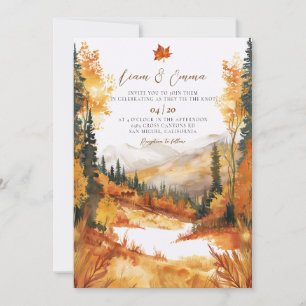 Invitación de boda de paisaje montañoso de otoño r