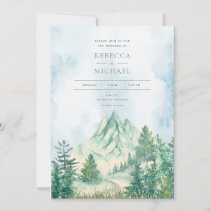 Invitación de Boda de Paisaje Montañoso en Acuarel