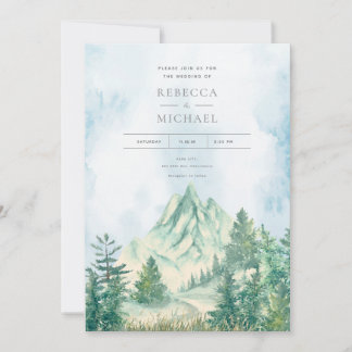 Invitación de Boda de Paisaje Montañoso en Acuarel