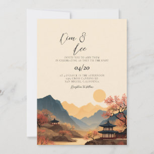 Invitación de boda de paisaje tradicional coreano