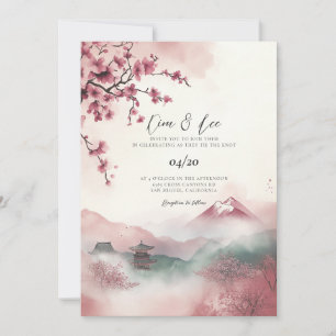 Invitación de boda de paisaje tradicional coreano