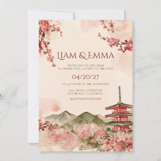 Invitación de boda de paisaje tradicional japonés