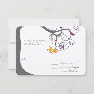Invitación de boda de pájaro de amor de árbol de h
