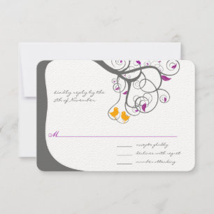 Invitación de boda de pájaro de amor de árbol de h