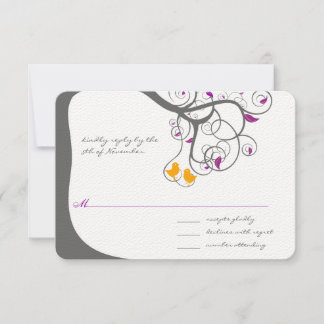 Invitación de boda de pájaro de amor de árbol de h