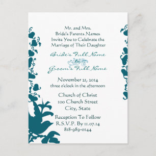 Invitación de boda de pájaro Fuente Azul Marino so
