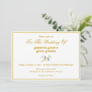 Invitación de Boda de Pájaros Azules 5 x 7