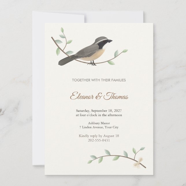 Invitación de boda de pájaros cantores Saltator (Anverso)