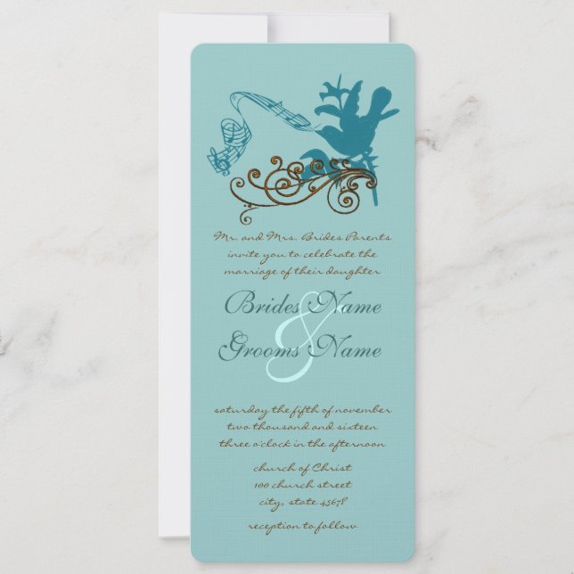 Invitación de boda de pájaros de amor acuático vin (Anverso)