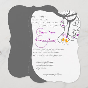 Invitación de boda de pájaros de amor con remolino