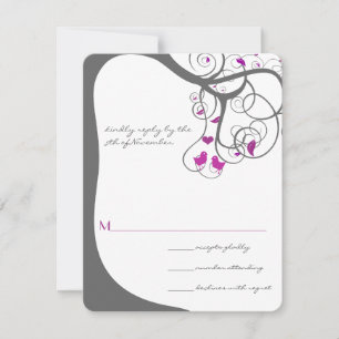 Invitación de boda de pájaros de amor con remolino