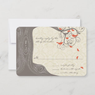 Invitación de boda de pájaros de amor con remolino