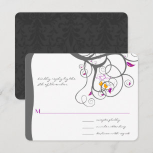 Invitación de boda de pájaros de amor con remolino