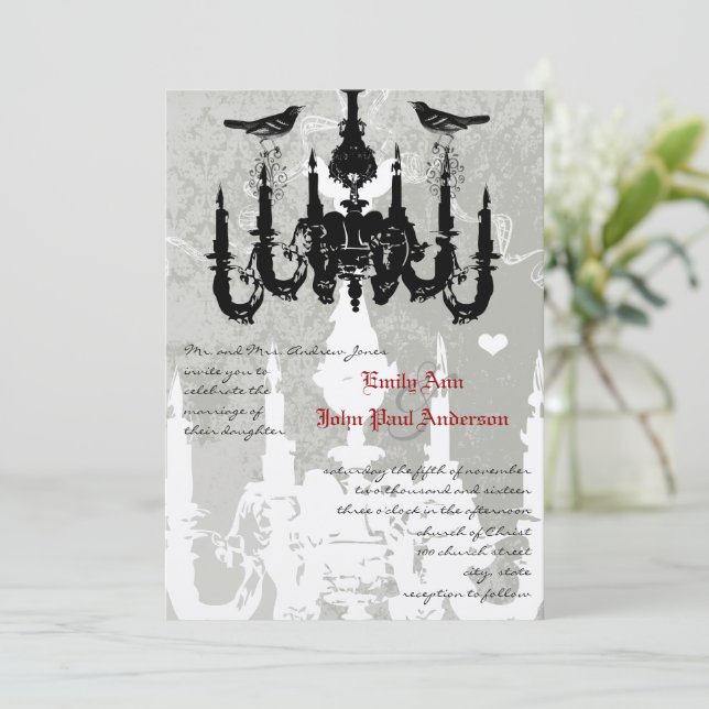Invitación de boda de pájaros de amor de araña (Anverso de pie)