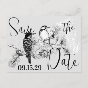 Invitación de boda de pájaros de amor vintage