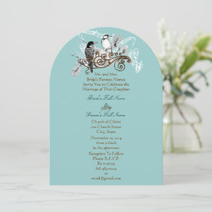 Invitación de boda de pájaros de amor vintage