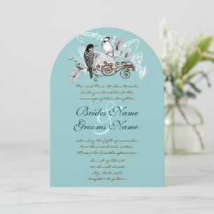 Invitación de boda de pájaros de amor vintage