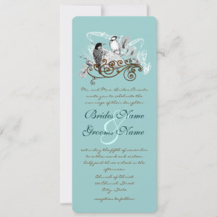 Invitación de boda de pájaros de amor vintage