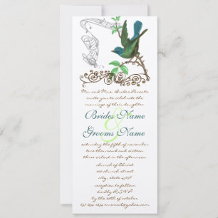 Invitación de boda de pájaros de amor vintage acuá