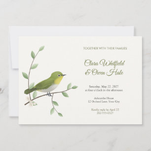 Invitación de boda de pájaros de ojos blancos y ra