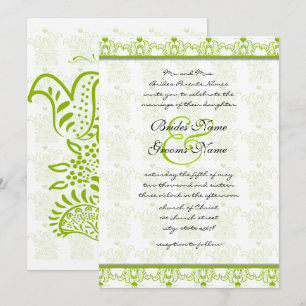 Invitación de boda de pájaros del amor verde manza