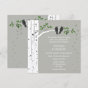 Invitación de boda de pájaros vintage de abedul Si