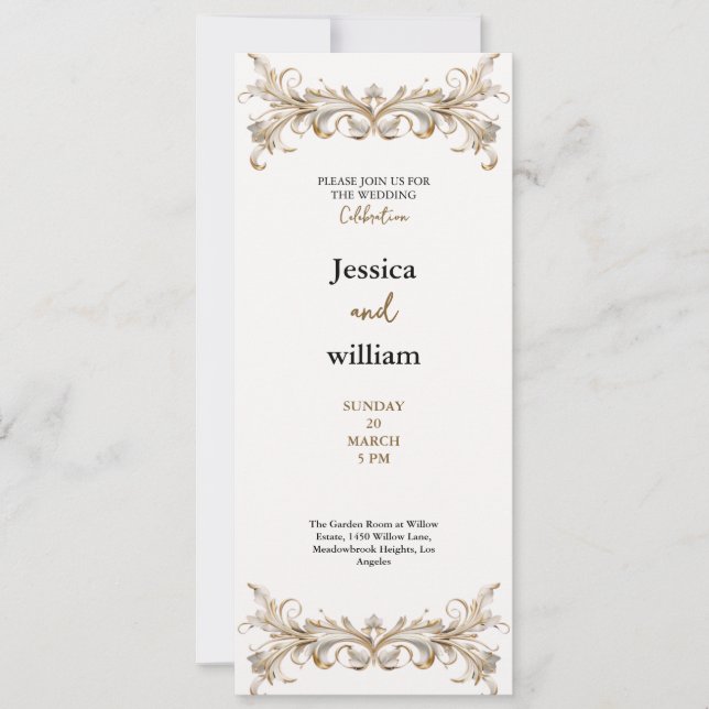 invitación de boda de palacio dorado de lujo (Anverso)