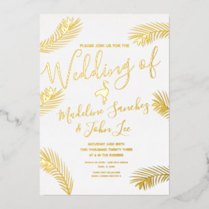 Invitación de boda de palma de flamenco con reliev