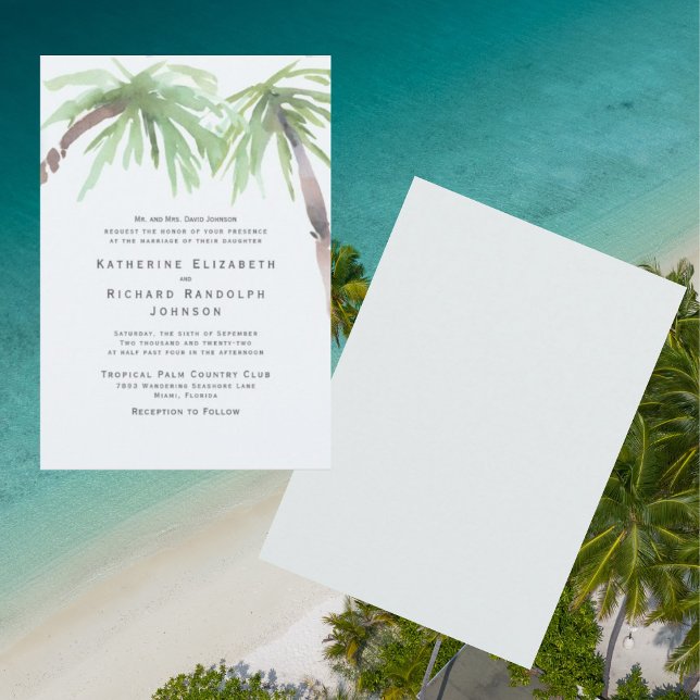 Invitación de boda de Palma Tropical Uno Lugar Sea (Subido por el creador)