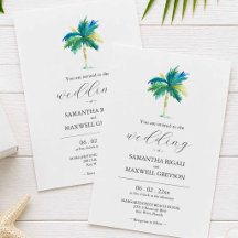 Invitación de boda de palmera con acuarela