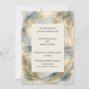 Invitación de boda de palmera costera