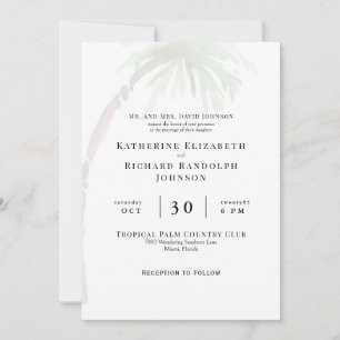 Invitación de boda de palmera tropical