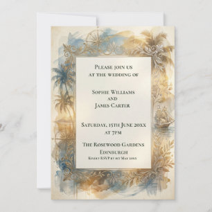 Invitación de boda de palmera tropical