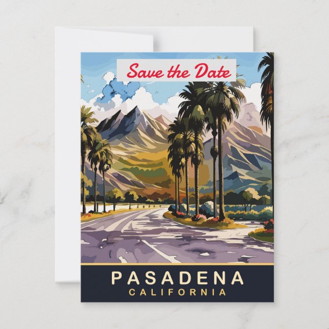 Invitación de boda de palmeras de Pasadena Califor (Anverso)