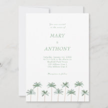 Invitación de boda de palmeras de playa