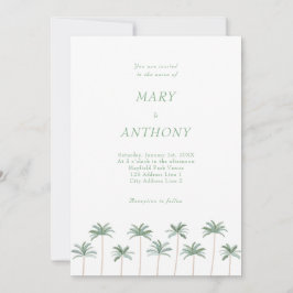 Invitación de boda de palmeras de playa