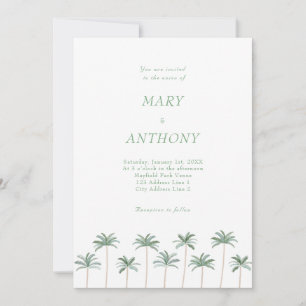 Invitación de boda de palmeras de playa