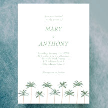 Invitación de boda de palmeras de playa