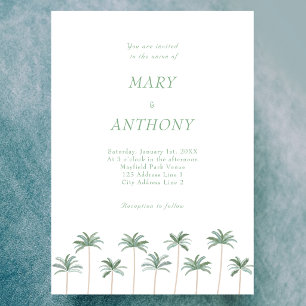 Invitación de boda de palmeras de playa