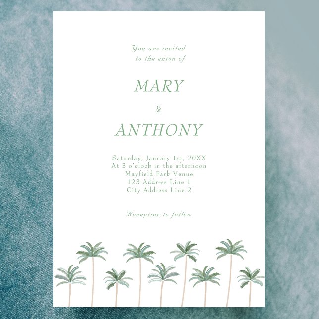 Invitación de boda de palmeras de playa (Subido por el creador)