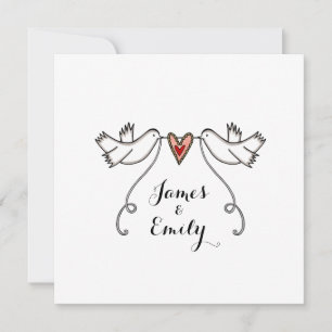Invitación de boda de palomas blancas personalizad