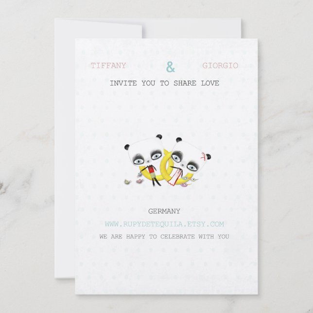 Invitación de Boda de Panda (Anverso)