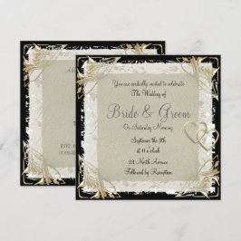 Invitación de boda de papel antiguo popular y eleg