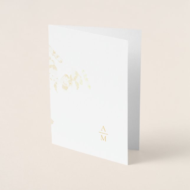 Invitación de boda de papel de aluminio dorado con (Anverso)