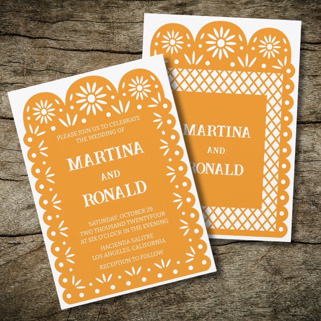 invitación de boda de papel picado mexicano amaril (Subido por el creador)