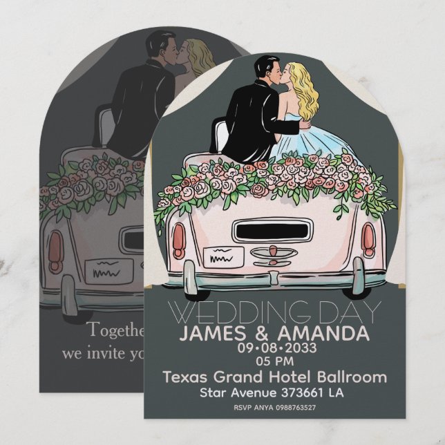 Invitación de boda de pareja clásica romántica (Anverso / Reverso)