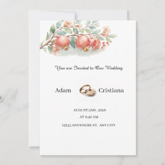 Invitación de boda de pareja con acuarela elegante