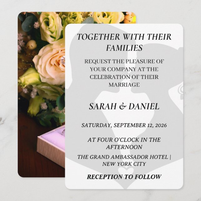 Invitación de boda de pareja con silueta clásica | (Anverso / Reverso)